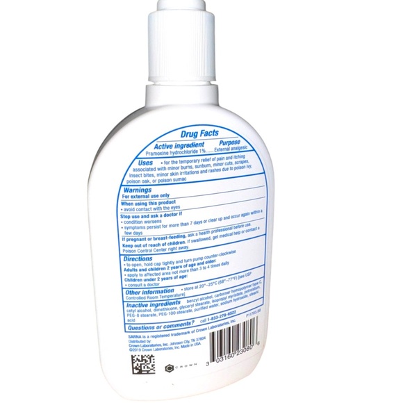 Sensitive Sarna Steroid & Fragrance Free Analgesic Lotion Itch Relief 7.5 Oz - Picture 2 of 3